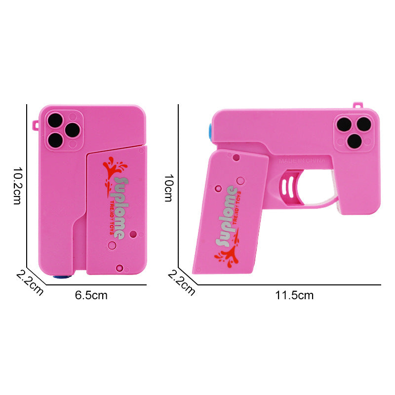 2 Pcs Pink Mini Foldable Phone Water Gun - Portable Dual-Nozzle Spray Toy for Summer Fun and Stress Relief