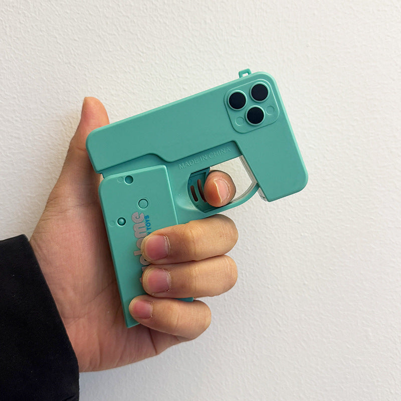 2 Pcs Blue Mini Foldable Phone Water Gun - Portable Dual-Nozzle Spray Toy for Summer Fun and Stress Relief