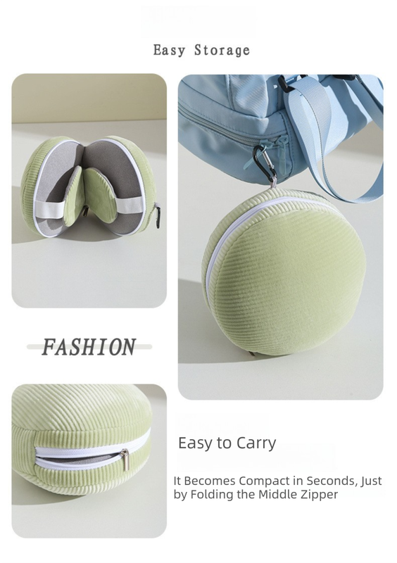 Grey 3-in-1 Foldable Sleep Eye Mask with Neck Pillow - Compact Travel Pillow for Airplane, Office Naps and Restful Sleep