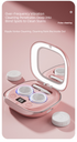 Grey Portable Sonic Wave Contact Lens Cleaner with LED Makeup Mirror - Automatic Electric Lens Cleaning Case for Daily Use