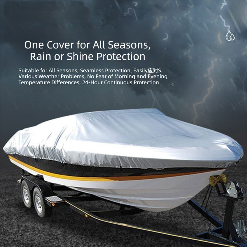 Grey Heavy Duty Waterproof Tarp Covers with Storage Bag, Fits V-Hull, Fish&Ski, Pro-Style, Fishing, Runabout, Bass Boats, 17-19FT(600cm*310cm)