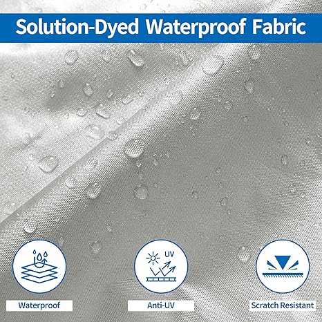 Grey Heavy Duty Waterproof Tarp Covers with Storage Bag, Fits V-Hull, Fish&Ski, Pro-Style, Fishing, Runabout, Bass Boats, 20-22FT(700cm*320cm)