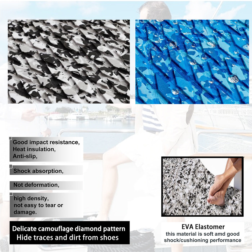 Snow Camouflage EVA Boat Deck Mat - Non-Slip, Waterproof Flooring for Yacht, Boat, and Outdoor Use(1200x300x5mm)