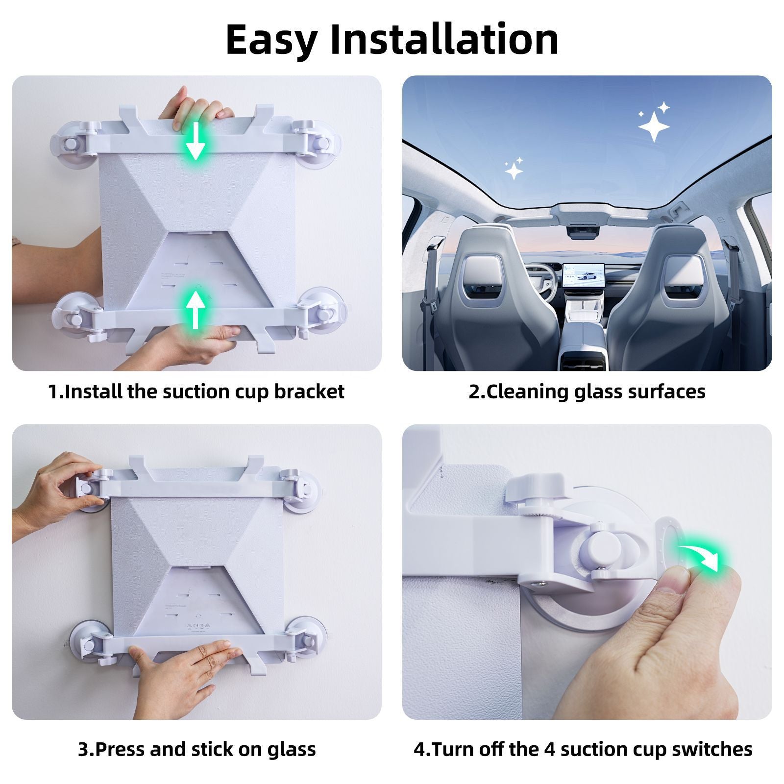 White Star Mini Car Suction Mount Bracket - Universal Glass Mount for Roof, Skylight, and Vehicle Windows