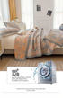 Grey and Orange Cotton Three-Layer Gauze Bed Cover Set - Reversible Vintage Printed Blanket with Two Pillowcases for Year-Round Use(120*150cm)