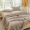 Grey and Orange Cotton Three-Layer Gauze Bed Cover Set - Reversible Vintage Printed Blanket with Two Pillowcases for Year-Round Use(200*230cm)