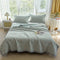 Grey and Green Cotton Three-Layer Gauze Bed Cover Set - Reversible Vintage Printed Blanket with Two Pillowcases for Year-Round Use(200*230cm)