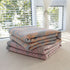 Grey and Pink Cotton Three-Layer Gauze Bed Cover Set - Reversible Vintage Printed Blanket with Two Pillowcases for Year-Round Use(120*150cm)