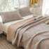 Grey and Pink Cotton Three-Layer Gauze Bed Cover Set - Reversible Vintage Printed Blanket with Two Pillowcases for Year-Round Use(150*200cm)