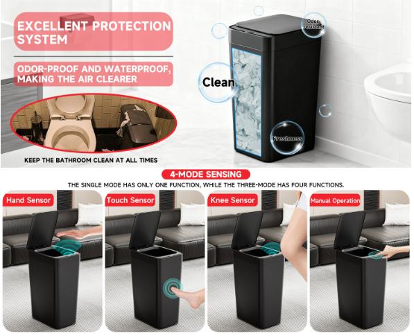 Grey Smart Sensor Trash Can – Slim, Durable, and Hands-Free Waste Bin for Kitchen, Bathroom, or Living Room