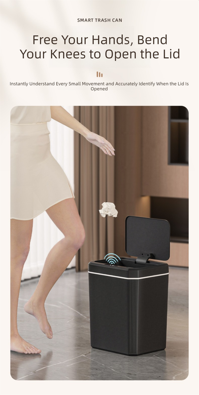 White Smart Sensor Trash Can – 20L Capacity, Touch-Free Operation with Odor-Blocking & Waterproof Design