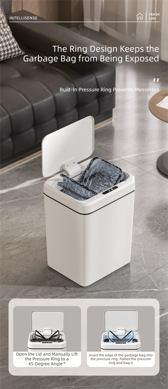 Black Smart Sensor Trash Can – 20L Capacity, Touch-Free Operation with Odor-Blocking & Waterproof Design