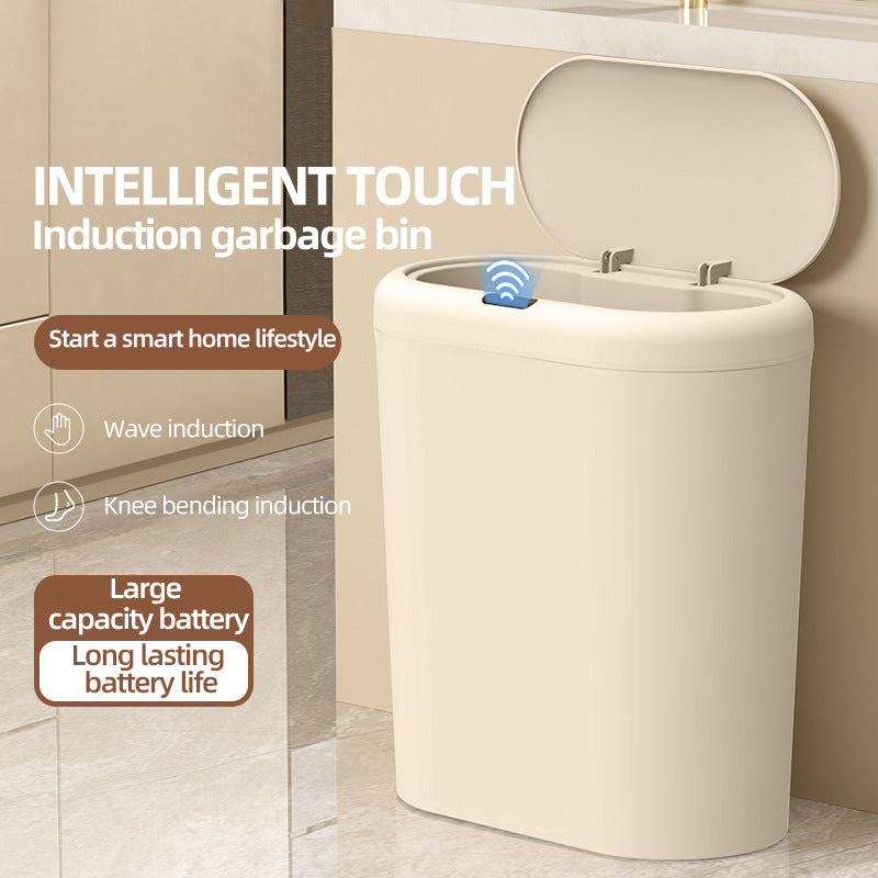Grey Smart Sensor Trash Can – 15L Capacity, Compact Design for Home Use with Automatic Induction Opening(Three sensor modes)