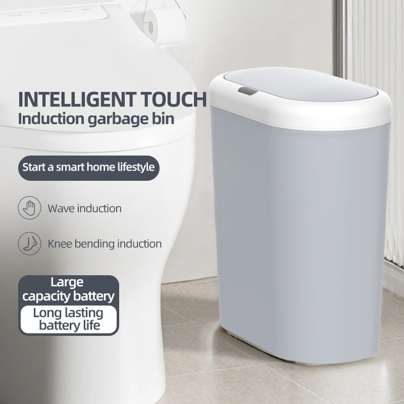 Grey Smart Sensor Trash Can – 15L Capacity, Compact Design for Home Use with Automatic Induction Opening(Three sensor modes)