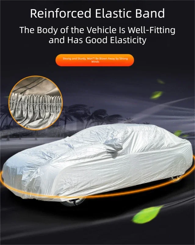 Silver 3L Universal Car Cover – 170T Taffeta Fabric, All-Weather Protection for Cars(4600×1800×1500MM)
