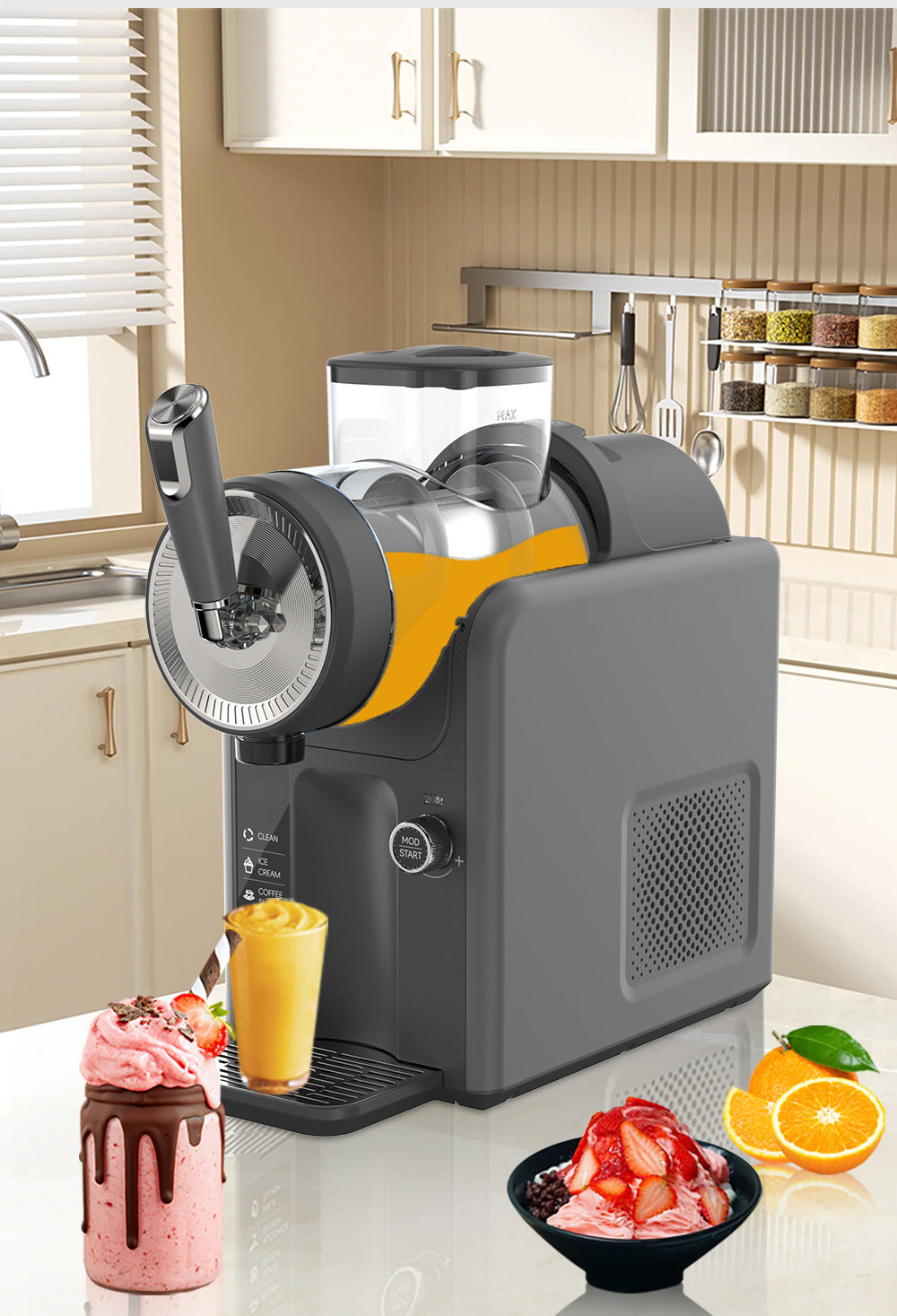 Dark Grey Compact Home Cold Drink & Ice Cream Maker – Multi-Functional Slush, Milkshake, Coffee, Cocktail & Ice Cream Machine with Auto-Clean Function (AU Plug)