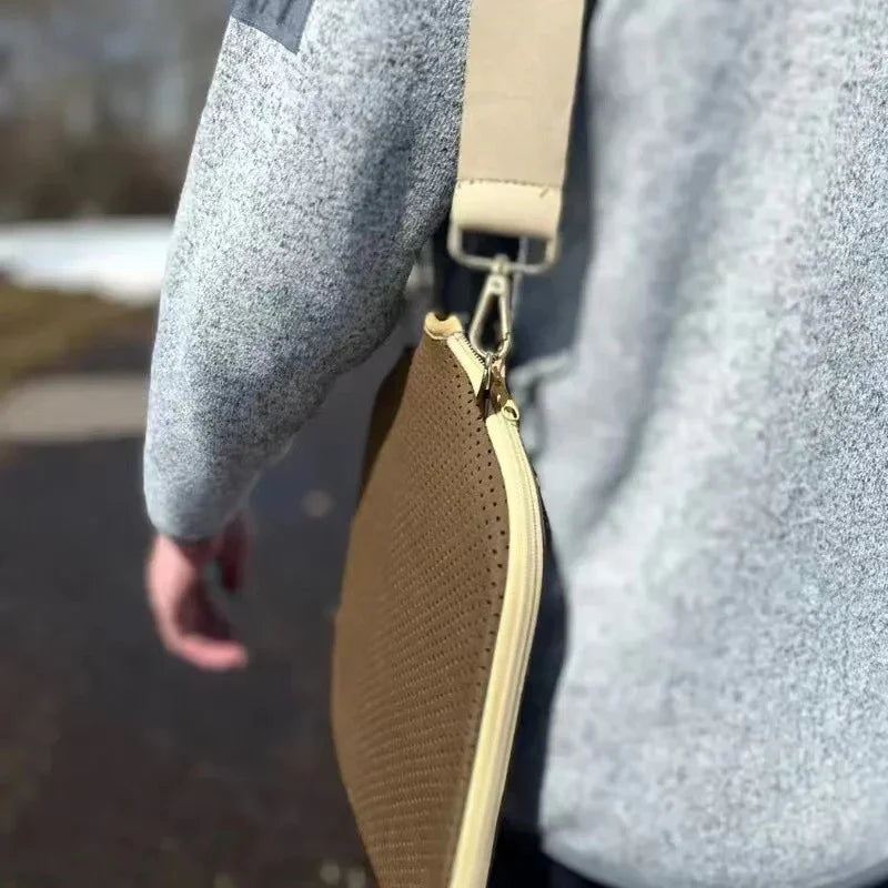 Dark khaki Neoprene Pickleball Paddle Cover – Waterproof Side Pocket Design, Shoulder Bag Style