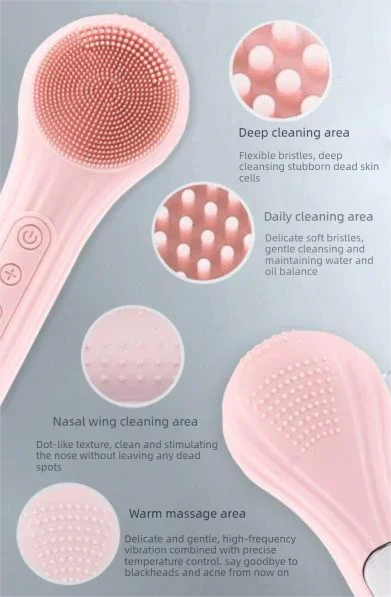 Purple Multi-Functional Silicone Facial Cleansing Brush – Ultrasonic & Heat Infusion Beauty Device