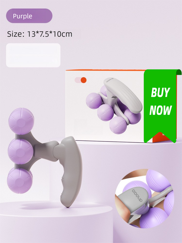 Purple Portable 6-Wheel Massage Roller – Quiet, Compact Muscle Relief Tool for Neck, Back, Legs & Shoulders