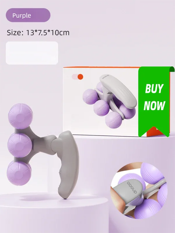 Purple Portable 6-Wheel Massage Roller – Quiet, Compact Muscle Relief Tool for Neck, Back, Legs & Shoulders