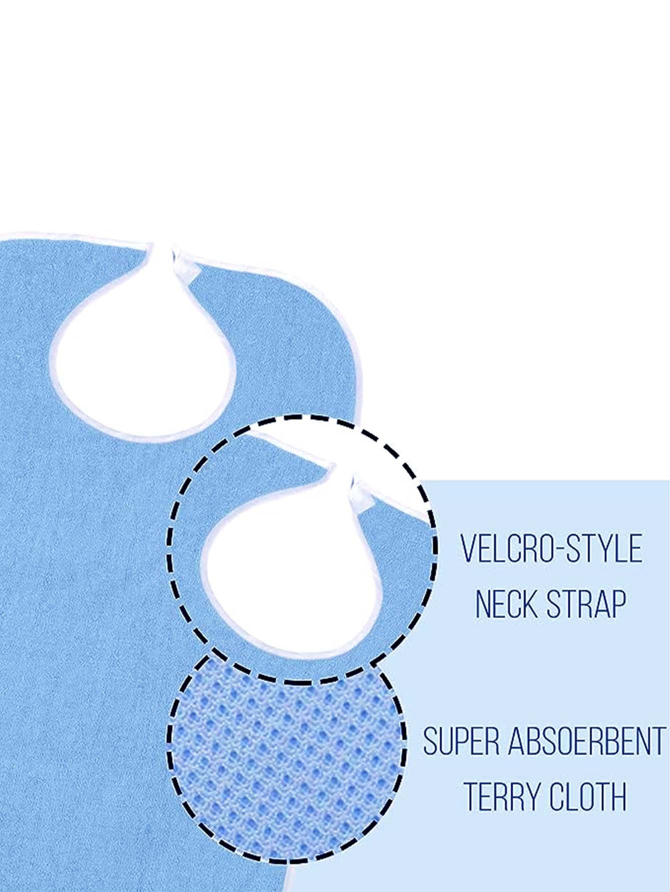 Dark Blue Anti-Stain Feeding Apron with Pocket – Adjustable Care Bib for Elderly & Disabled Adults (2-Pack)