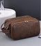 Large Capacity PU Leather Toiletry Bag - Multi-Compartment Dopp Kit & Cosmetic Organizer(Tan)