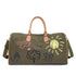 Large Capacity Canvas Travel Duffel Bag with Doodle Print - Weekend & Gym Tote(Green)