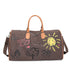 Large Capacity Canvas Travel Duffel Bag with Doodle Print - Weekend & Gym Tote(Coffee)