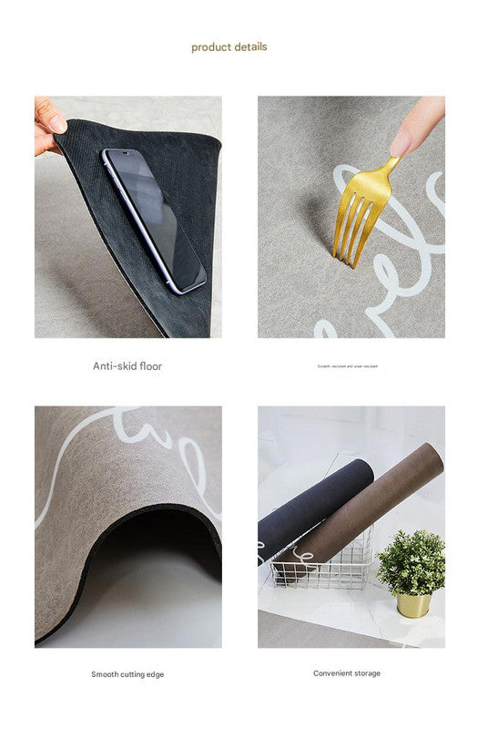 Super Absorbent Quick-Dry Diatomite Bath Mat - Non-Slip Suede Finish Bathroom Floor Mat(Letter Brown)