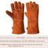 Heavy-Duty Leather Heat Resistant Gloves - 500°C BBQ, Welding & Oven Mitts with Long Cuffs(brown)