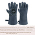 Heavy-Duty Leather Heat Resistant Gloves - 500°C BBQ, Welding & Oven Mitts with Long Cuffs(Grey With bottle opener)