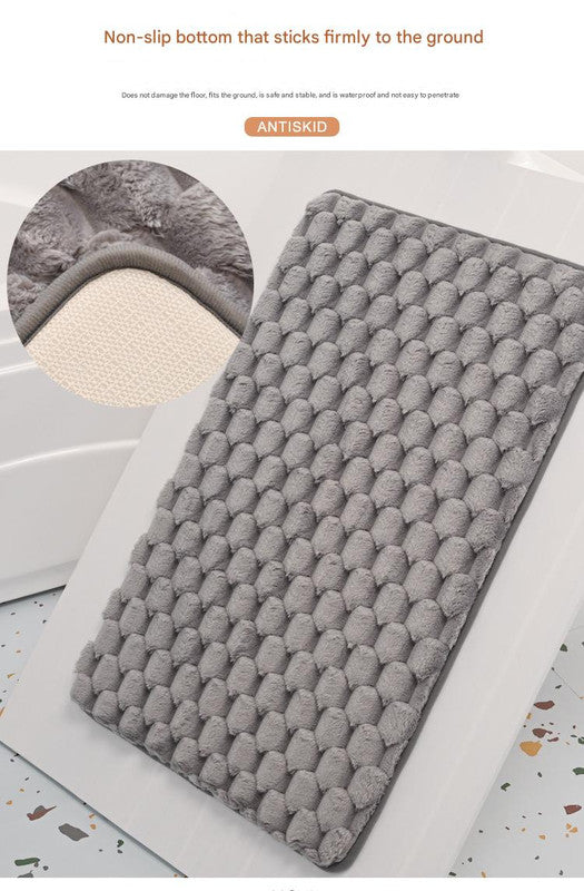 Plush Cobblestone Memory Foam Bath Mat - Super Absorbent, Non-Slip & Machine Washable(Gray 50*80㎝)
