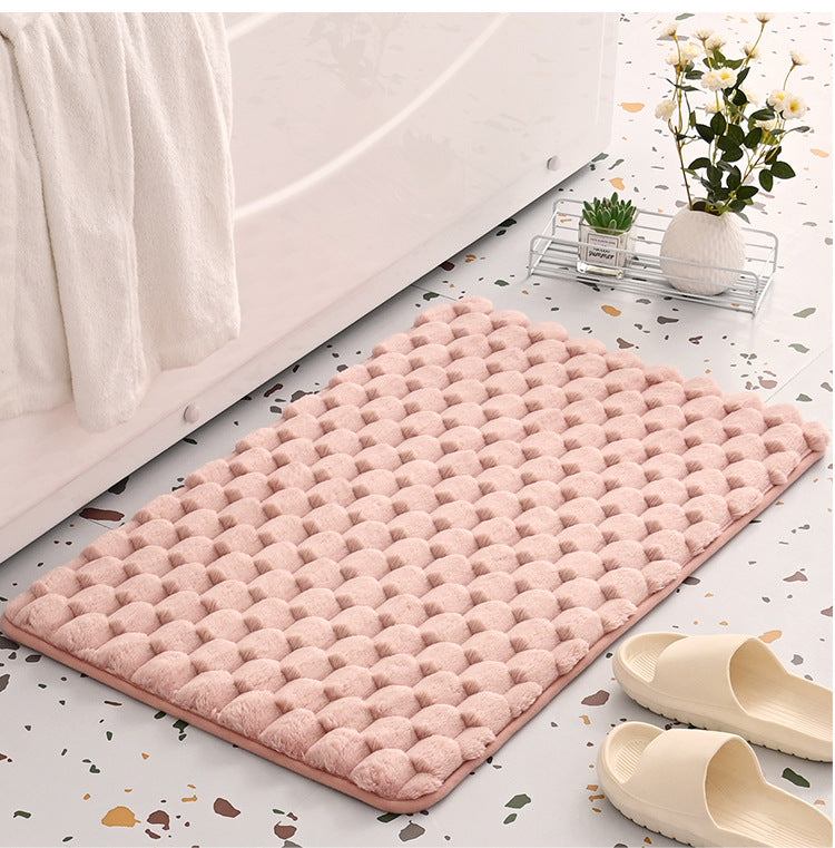 Plush Cobblestone Memory Foam Bath Mat - Super Absorbent, Non-Slip & Machine Washable(Pink 50*80㎝)