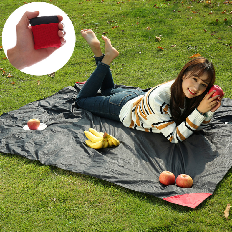Dark Blue (110*150cm) Compact Pocket Picnic Blanket - Waterproof & Sand-Proof Mat for Beach, Camping & Hiking