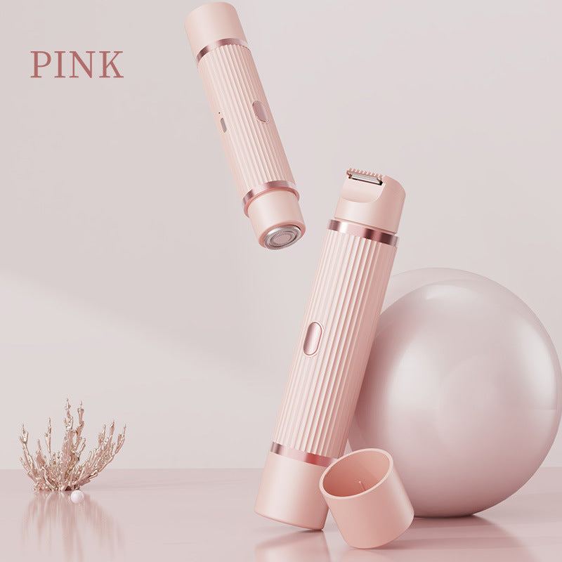 Pink Rechargeable 2-in-1 Electric Shaver for Women - Dual-Head Bikini Trimmer & Body Hair Remover