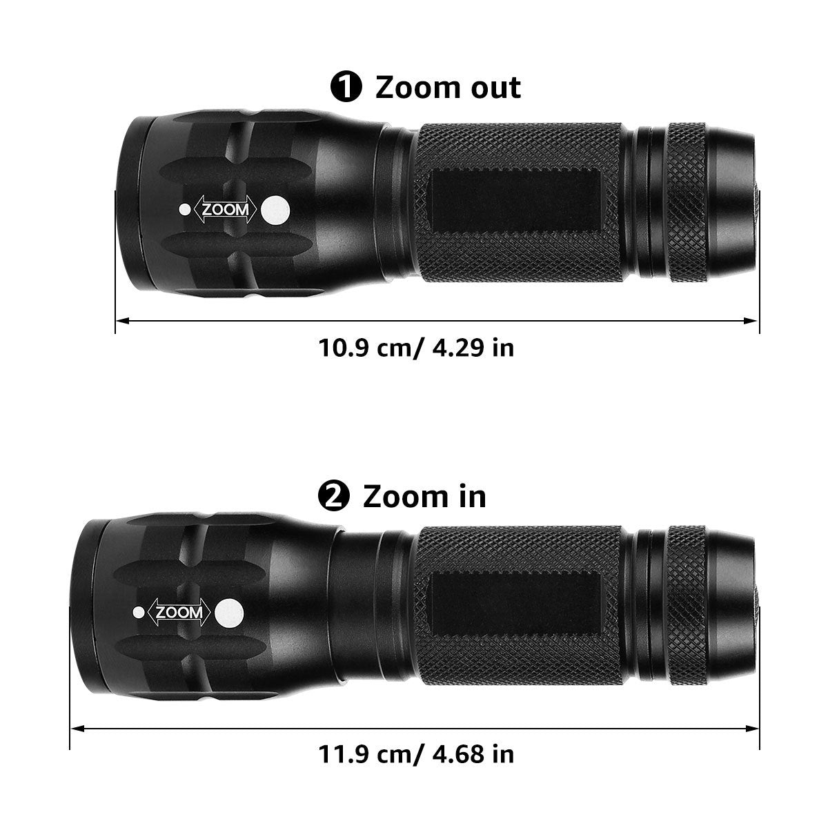Compact Tactical LED Flashlight - Super Bright 160LM with Adjustable Zoom & Anti-Slip Grip