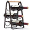 Rustic 6-Bottle Foldable Wine Rack - Metal Countertop Holder with Wooden Handle