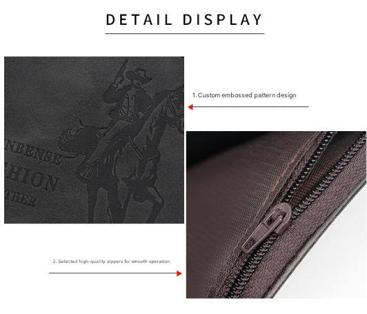 3-PCS Brown Menbense Fashion Leather Wallet Set - Vintage Hunter Design Bi-Fold Wallet with Card Slots