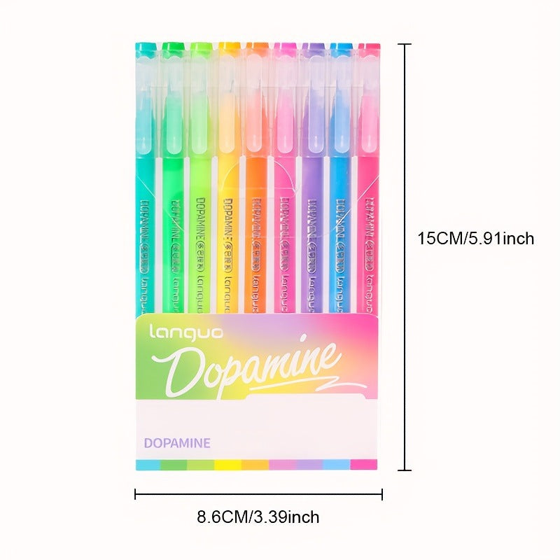 Dopamine 9PCS/Set Languo Dopamine Gel Pen Set - Vibrant Multi-Color Writing Instruments for Creativity