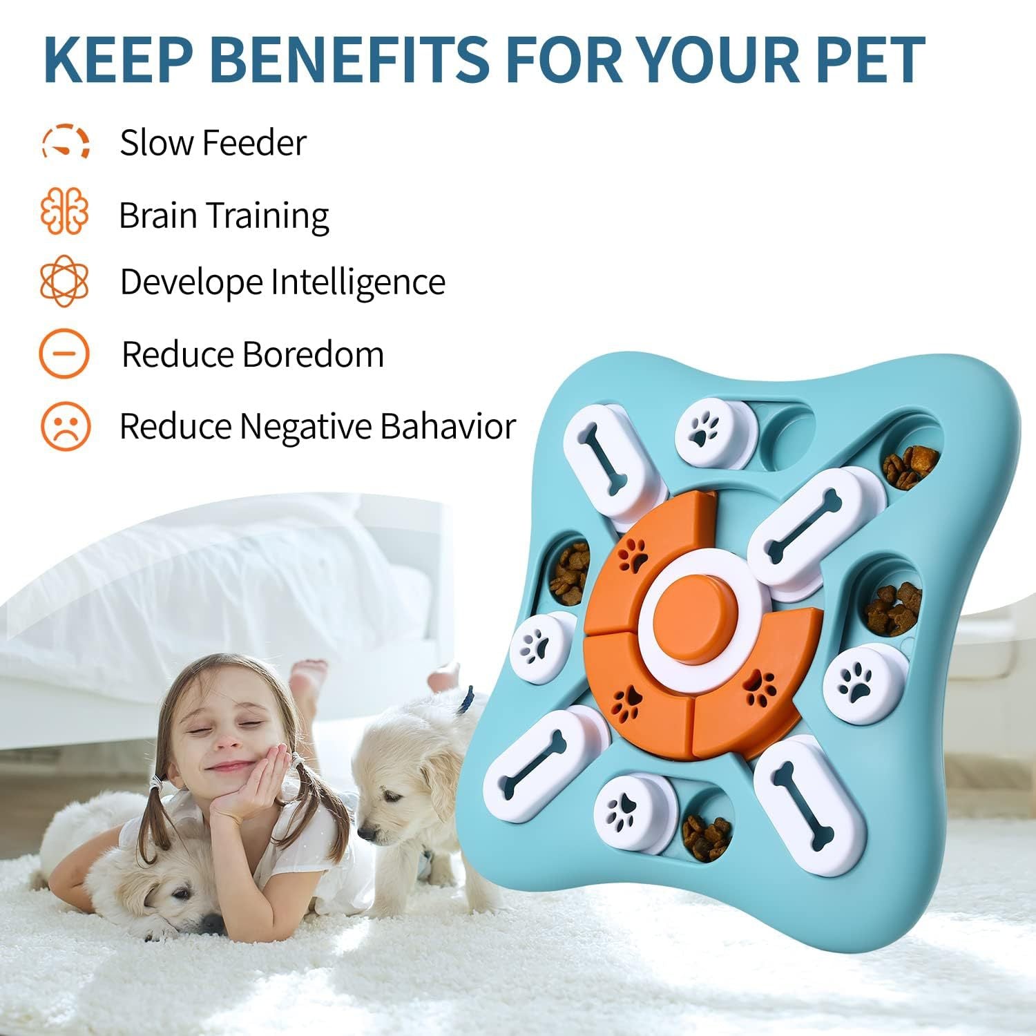 Interactive Pet Puzzle Toy - Slow Feeder Dispenser with Sound for Dogs & Cats