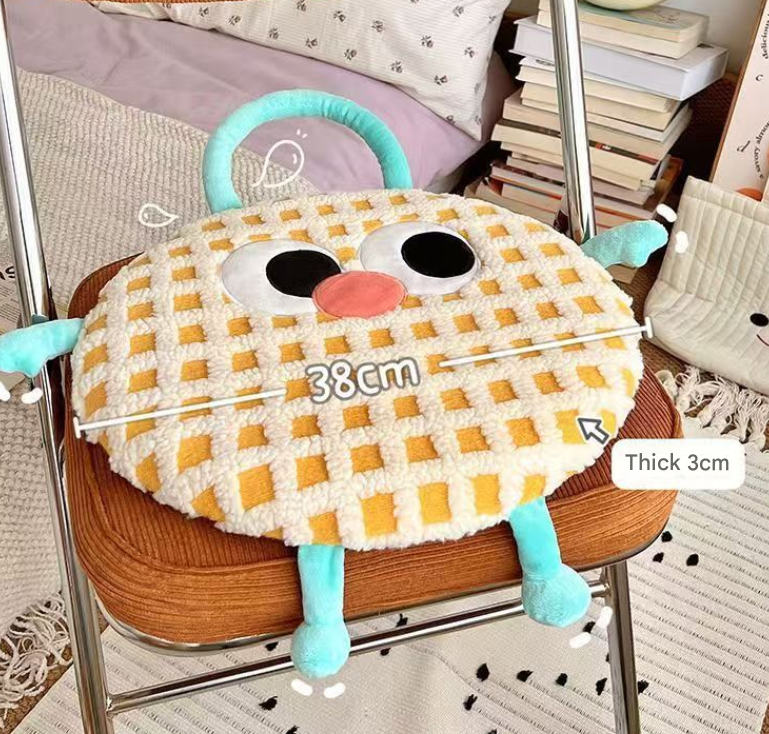 Yellow Dopamine Round Memory Foam Seat Cushion - 38cm x 3cm Removable Cover for Office, Home, & Students