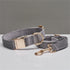 S Grey Luxury Velvet Pet Collar & Leash Set - Engravable Dog Collar with Gold Hardware