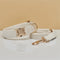 M Beige Luxury Velvet Pet Collar & Leash Set - Engravable Dog Collar with Gold Hardware