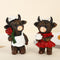 Cute Ox Figurine Decor - Rose Flower Bull Desktop Ornament, Zodiac Craft Gift for Girlfriend & Friends