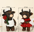 Cute Ox Figurine Decor - Rose Flower Bull Desktop Ornament, Zodiac Craft Gift for Girlfriend & Friends
