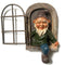 Green-clad White-bearded Old Man Climbing Window Gnome Figurine - Resin Craft Ornament, Garden Cartoon Statue Decoration