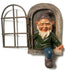 Green-clad White-bearded Old Man Climbing Window Gnome Figurine - Resin Craft Ornament, Garden Cartoon Statue Decoration