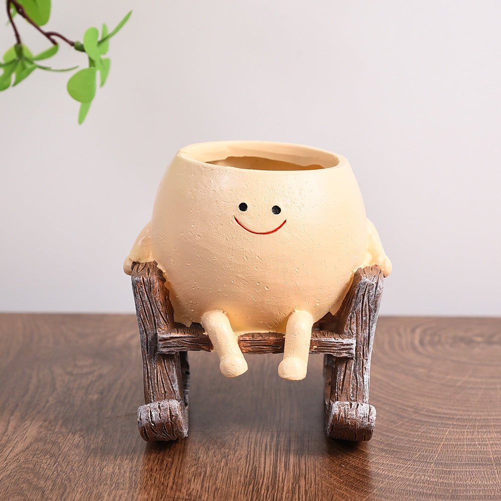 Cute Swing Planter - Hanging Succulent Pot, Craft Ornament for Outdoor Garden & Courtyard Plants