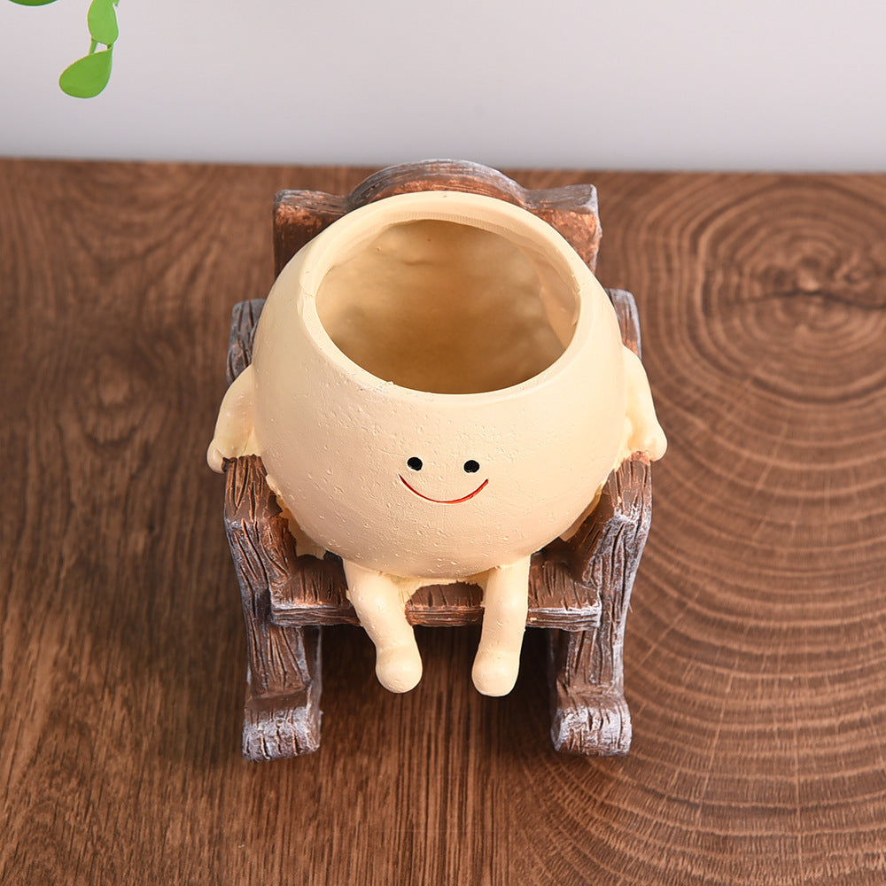 Cute Swing Planter - Hanging Succulent Pot, Craft Ornament for Outdoor Garden & Courtyard Plants