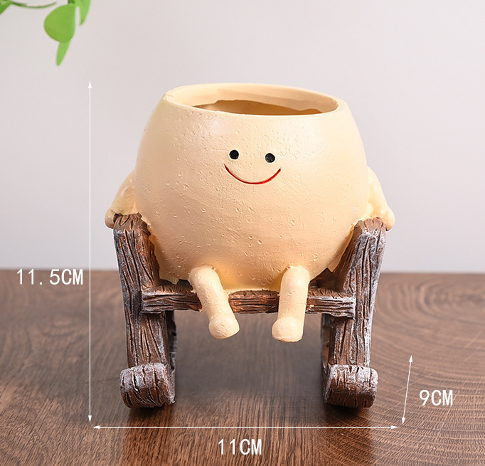 Cute Swing Planter - Hanging Succulent Pot, Craft Ornament for Outdoor Garden & Courtyard Plants